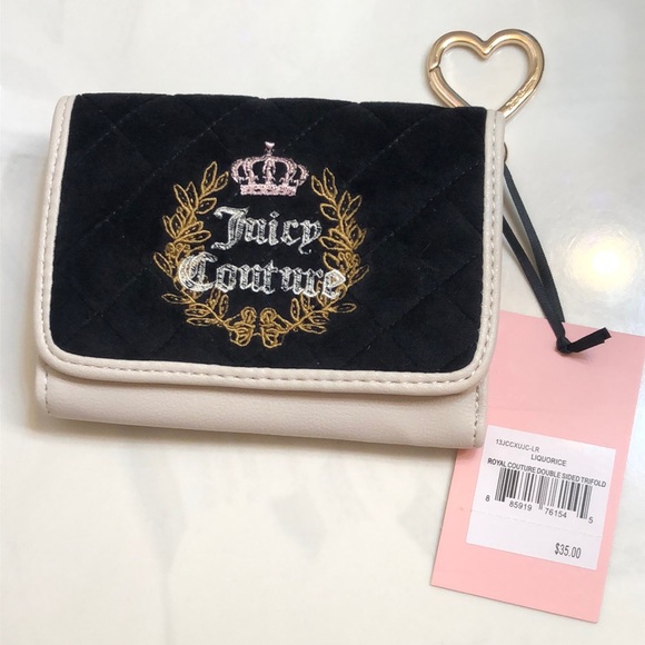 Juicy Couture Liquorice & Angel Royal Couture Double Sided Trifold Wallet NWT - Picture 15 of 16